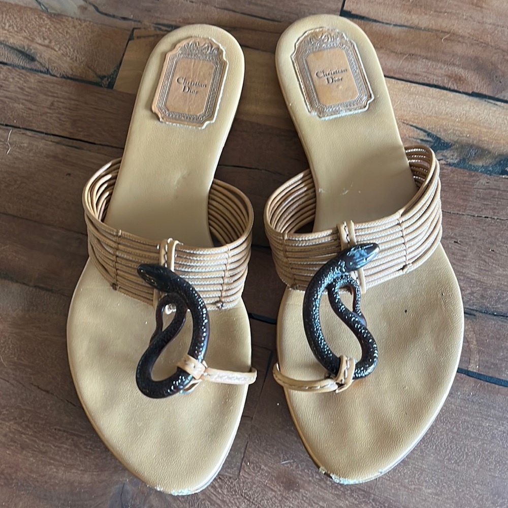 DIOR *rare!* flat leather sandals with snakes size 8.5 GUC